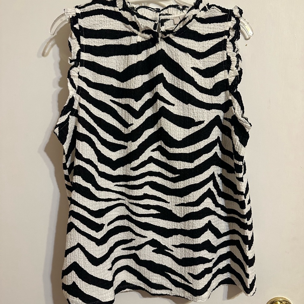 LOFT Black and White Zebra Print Tank Top